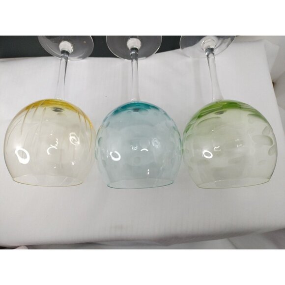 Set Of 3 Mikasa Cheers Pastel Large Balloon Wine Glasses Etched 9 1/2” - Picture 13 of 16